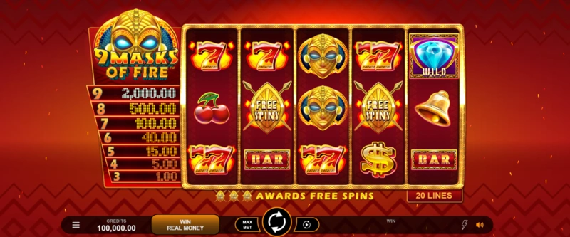 9 Masks of Fire slots demo